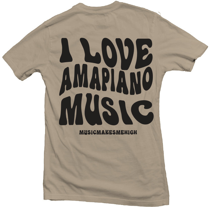 MUSIC MAKES ME HIGH *AMAPIANO T-SHIRT* TAN/BLACK (UNISEX)