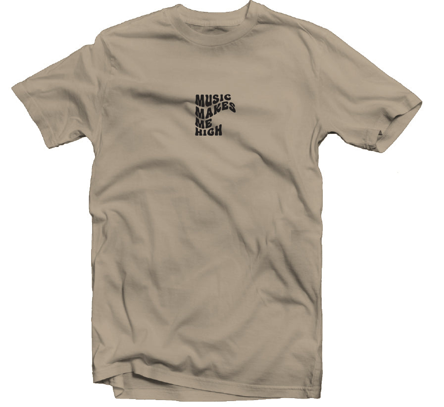 MUSIC MAKES ME HIGH *AMAPIANO T-SHIRT* TAN/BLACK