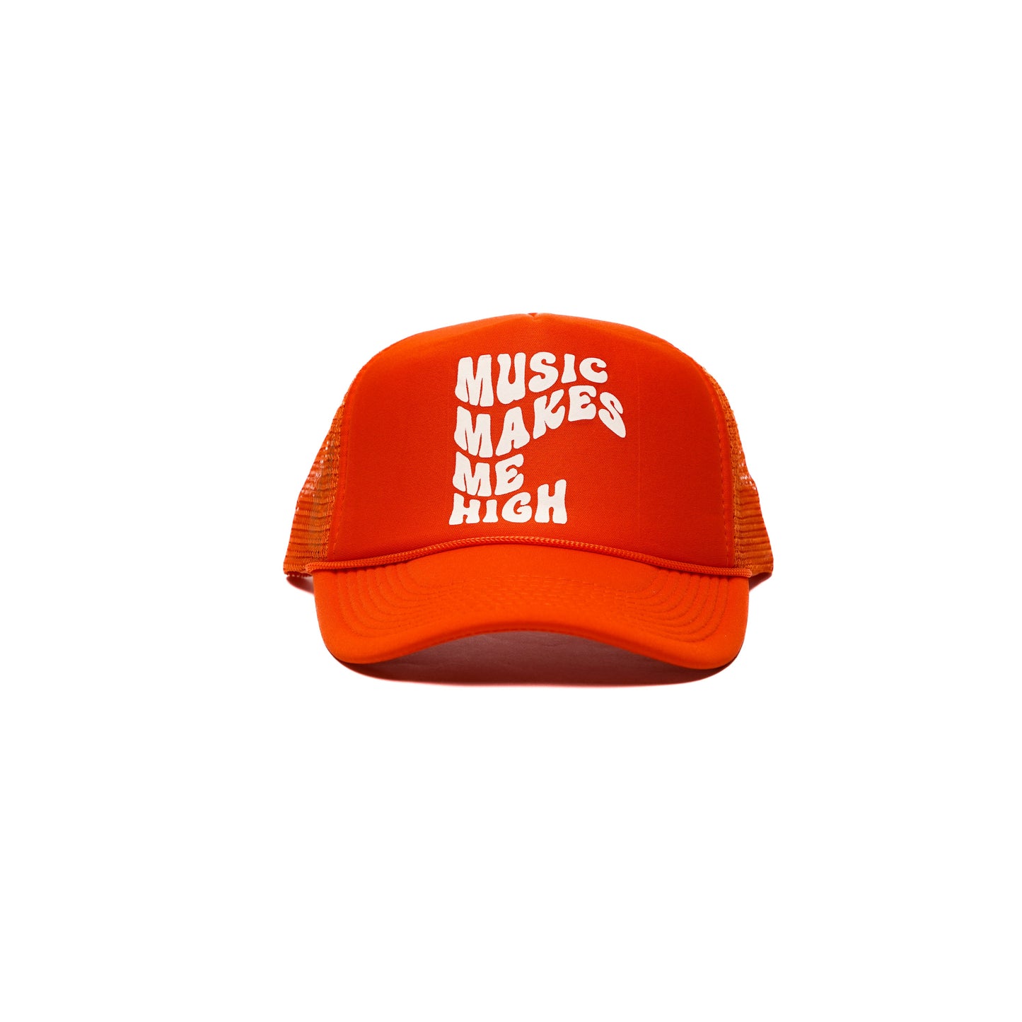 MUSIC MAKES ME HIGH TRUCKER ORANGE HAT