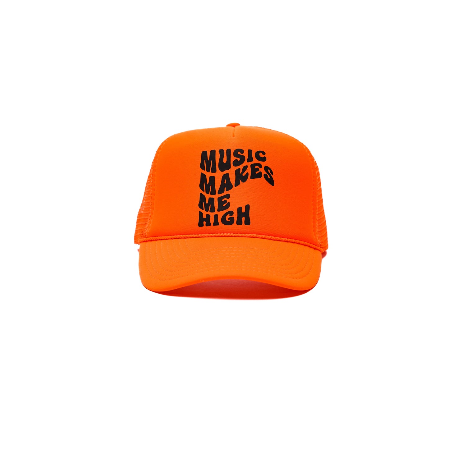 MUSIC MAKES ME HIGH TRUCKER NEON ORANGE HAT