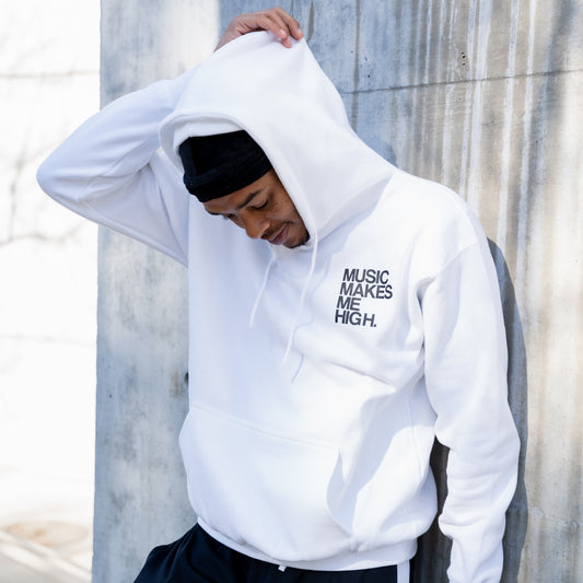 MUSIC MAKES ME HIGH *SIGNATURE HOODIE* WHITE