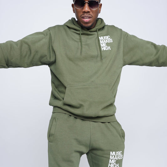 MUSIC MAKES ME HIGH *SIGNATURE HOODIE* OLIVE
