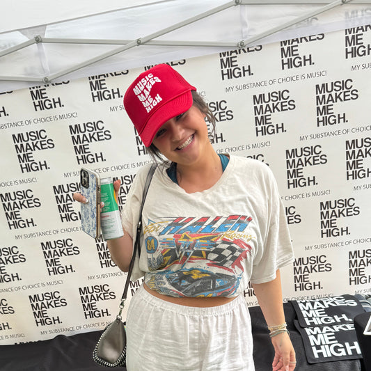 MUSIC MAKES ME HIGH TRUCKER RED HAT
