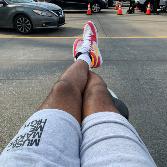 MUSIC MAKES ME HIGH *FRENCH TERRY SHORTS* GREY