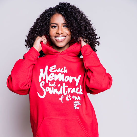 MUSIC MAKES ME HIGH *SOUNDTRACK HOODIE* RED