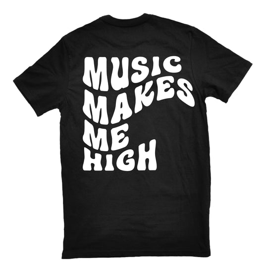 MUSIC MAKES ME HIGH *WAVY T-SHIRT* BLACK/WHITE