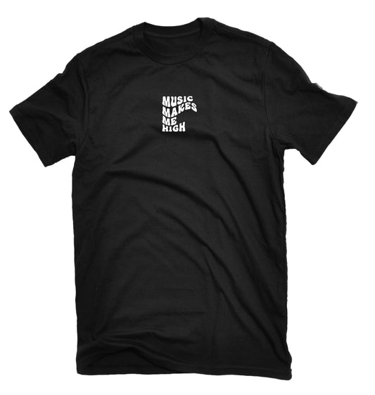 MUSIC MAKES ME HIGH *WAVY T-SHIRT* BLACK/WHITE