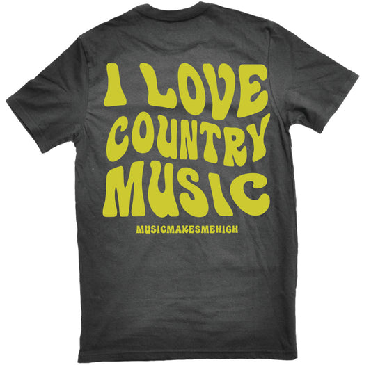 MUSIC MAKES ME HIGH *COUNTRY LOVE T-SHIRT* BLACK/LIME