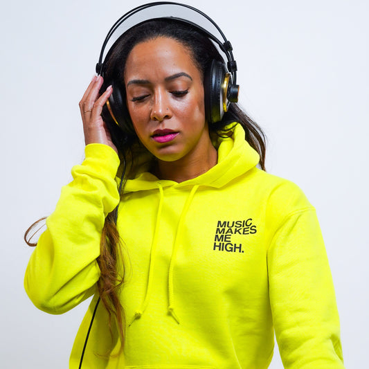 MUSIC MAKES ME HIGH *SIGNATURE HOODIE* SAFETY GREEN