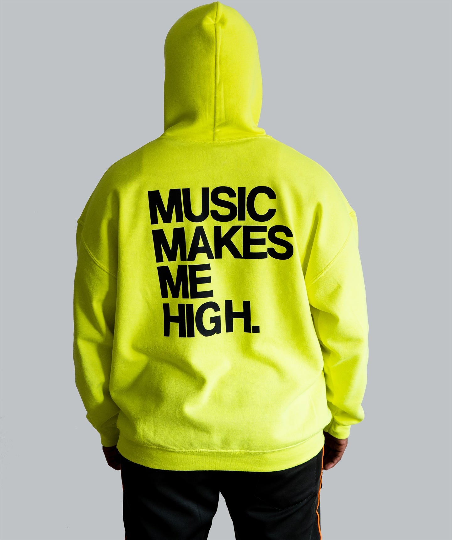 MUSIC MAKES ME HIGH *SIGNATURE HOODIE* SAFETY GREEN (UNISEX)