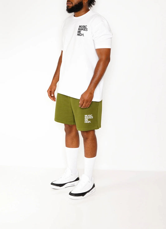 MUSIC MAKES ME HIGH *FRENCH TERRY SHORTS* OLIVE