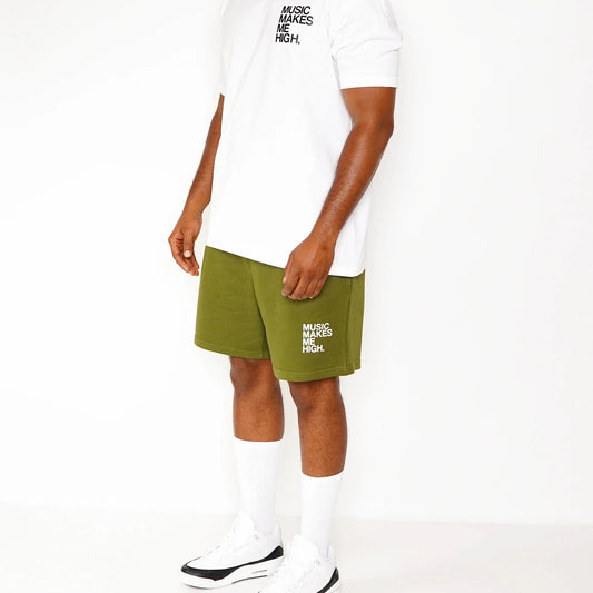 MUSIC MAKES ME HIGH *FRENCH TERRY SHORTS* OLIVE