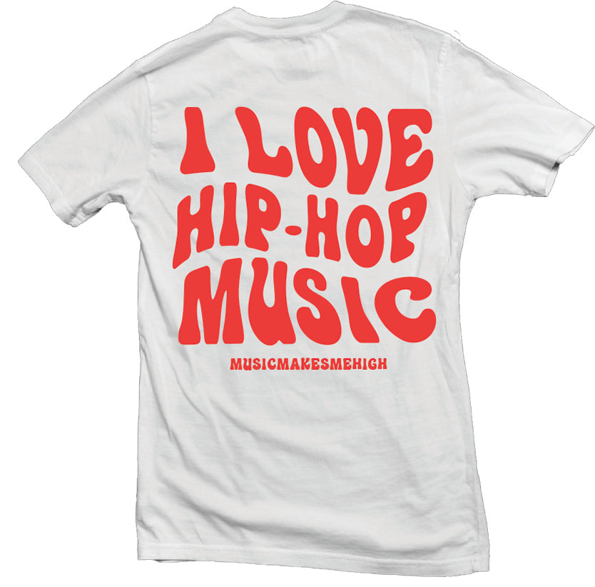 MUSIC MAKES ME HIGH *HIP-HOP LOVE T-SHIRT* WHITE/RED