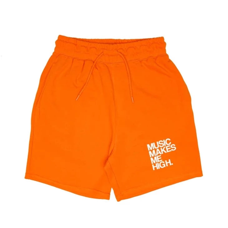 MUSIC MAKES ME HIGH *FRENCH TERRY SHORTS* ORANGE (UNISEX)