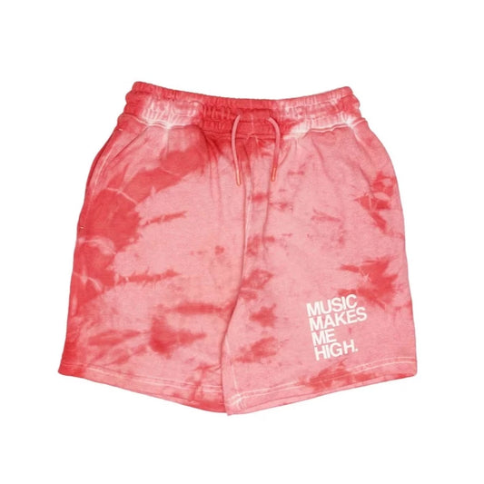 MUSIC MAKES ME HIGH *FRENCH TERRY SHORTS* PINK TIE DYE