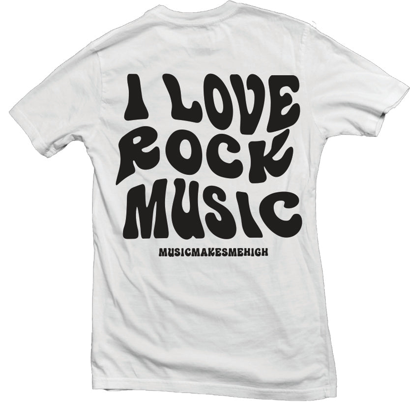 MUSIC MAKES ME HIGH *ROCK LOVE T-SHIRT* WHITE/BLACK