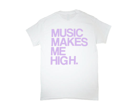 MUSIC MAKES ME HIGH *SIGNATURE T-SHIRT* WHITE/LAVENDER