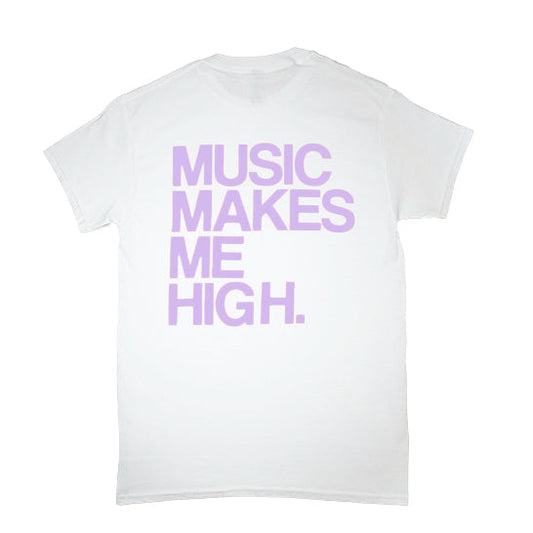 MUSIC MAKES ME HIGH *SIGNATURE T-SHIRT* WHITE/LAVENDER