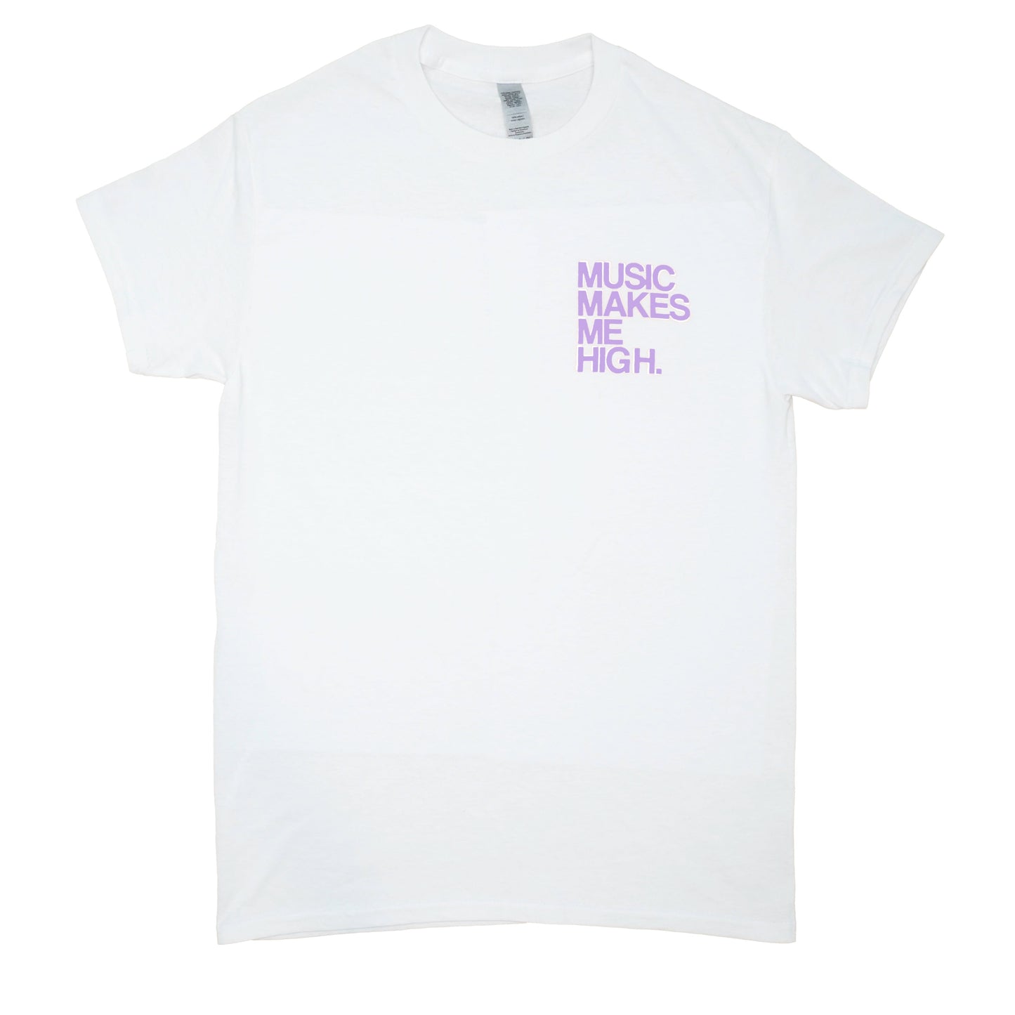 MUSIC MAKES ME HIGH *SIGNATURE T-SHIRT* WHITE/LAVENDER (UNISEX)