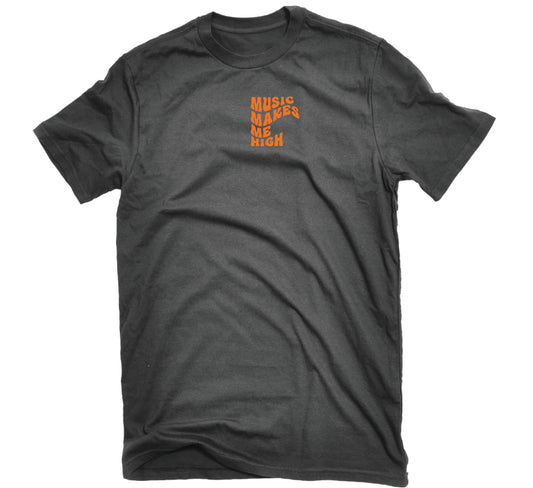 MUSIC MAKES ME HIGH *POP LOVE T-SHIRT* BLACK/ORANGE