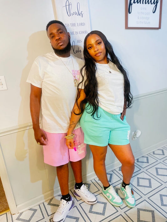 MUSIC MAKES ME HIGH *FRENCH TERRY SHORTS* MINT (UNISEX)
