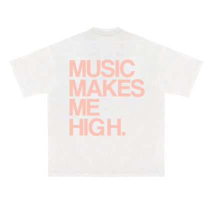 MUSIC MAKES ME HIGH *SIGNATURE T-SHIRT* WHITE/BLUSH