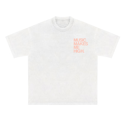 MUSIC MAKES ME HIGH *SIGNATURE T-SHIRT* WHITE/BLUSH