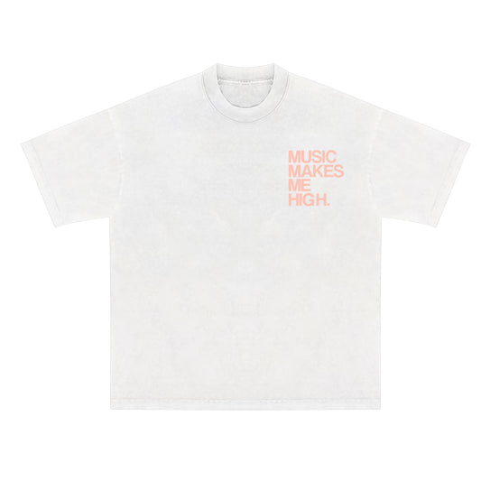 MUSIC MAKES ME HIGH *SIGNATURE T-SHIRT* WHITE/BLUSH