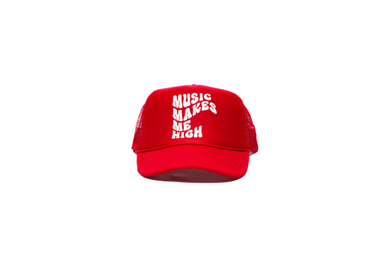 MUSIC MAKES ME HIGH TRUCKER RED HAT