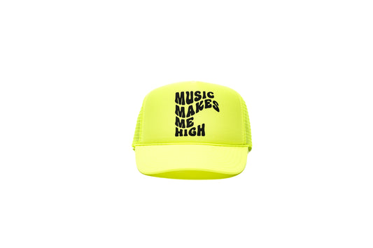 MUSIC MAKES ME HIGH LIME GREEN HAT