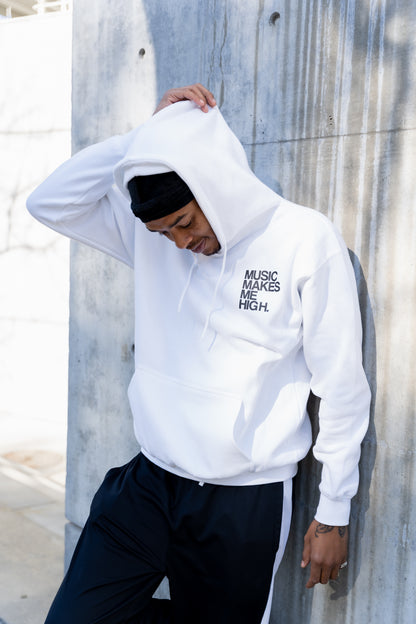MUSIC MAKES ME HIGH *SIGNATURE HOODIE* WHITE