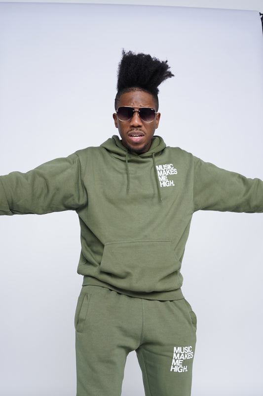 MUSIC MAKES ME HIGH *SIGNATURE HOODIE* OLIVE (UNISEX)