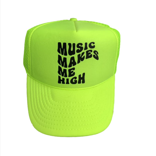 MUSIC MAKES ME HIGH LIME GREEN HAT