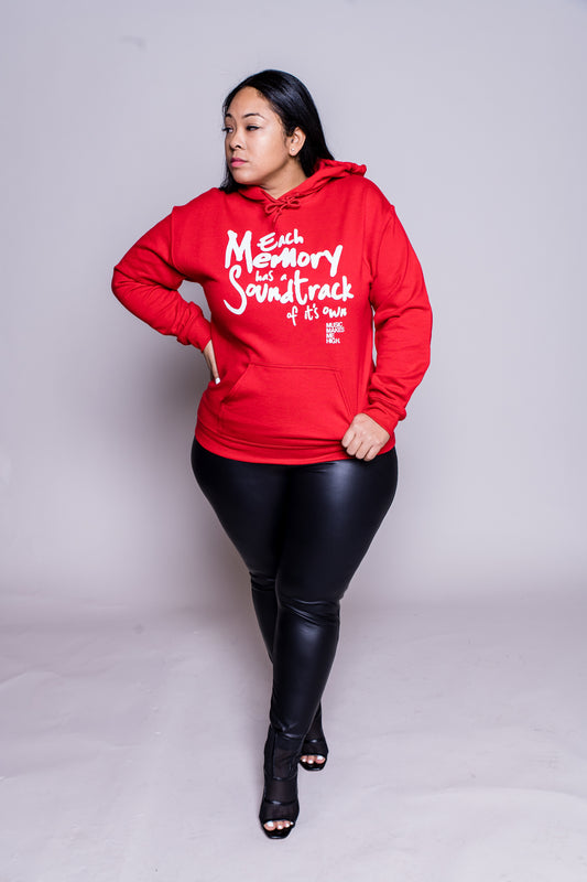 MUSIC MAKES ME HIGH *SOUNDTRACK HOODIE* RED (UNISEX)