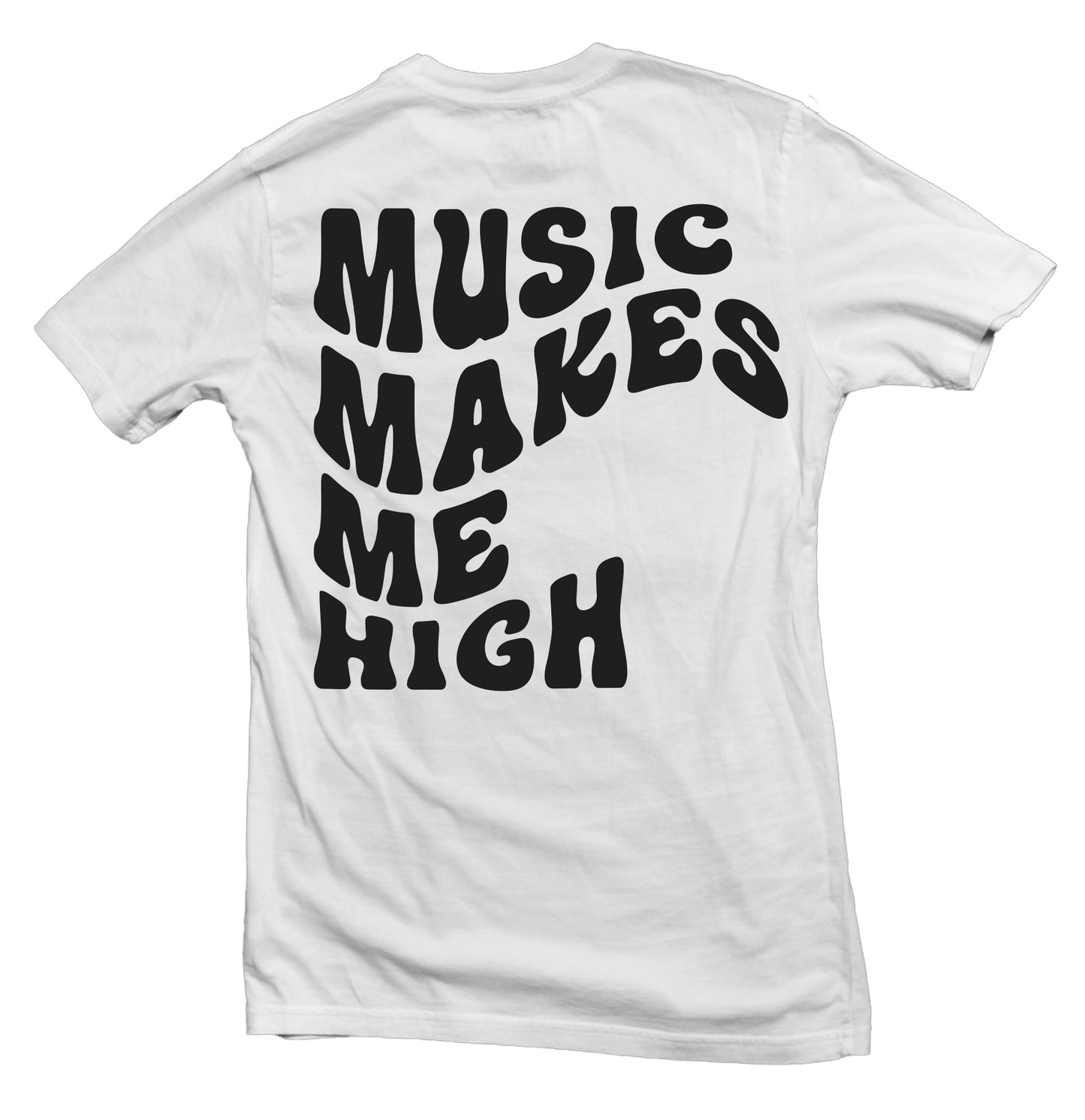 MUSIC MAKES ME HIGH *WAVY T-SHIRT* WHITE/BLACK