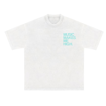 MUSIC MAKES ME HIGH *SIGNATURE T-SHIRT* WHITE/MINT