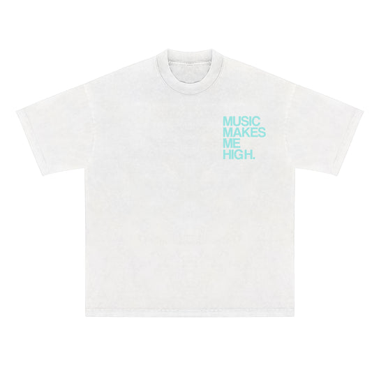 MUSIC MAKES ME HIGH *SIGNATURE T-SHIRT* WHITE/MINT