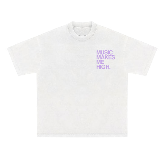 MUSIC MAKES ME HIGH *SIGNATURE T-SHIRT* WHITE/LAVENDER