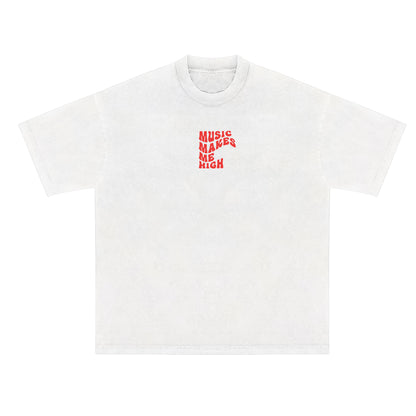 MUSIC MAKES ME HIGH *HIP-HOP LOVE T-SHIRT* WHITE/RED