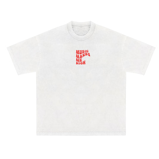 MUSIC MAKES ME HIGH *HIP-HOP LOVE T-SHIRT* WHITE/RED