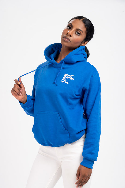 MUSIC MAKES ME HIGH *SIGNATURE HOODIE* BLUE (UNISEX)