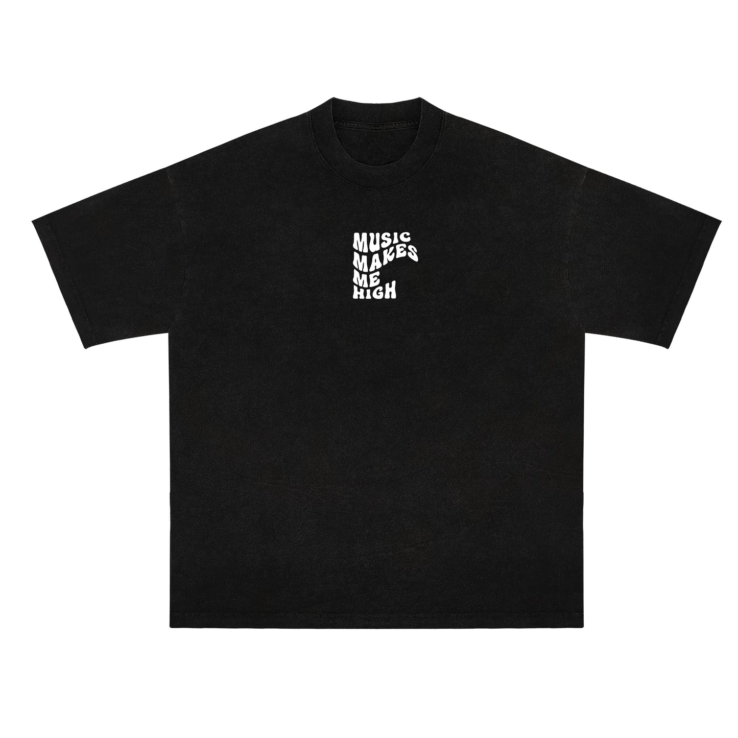 MUSIC MAKES ME HIGH *WAVY T-SHIRT* BLACK/WHITE