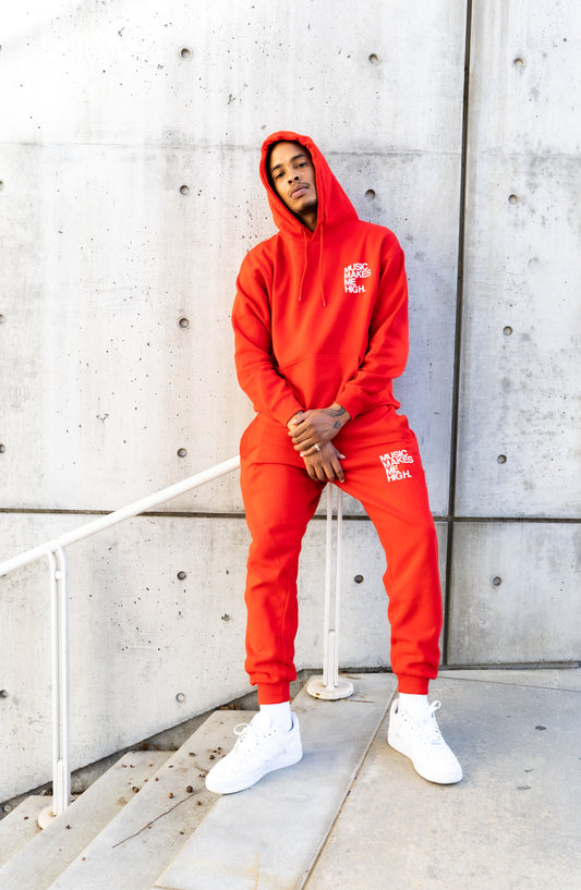 MUSIC MAKES ME HIGH *SIGNATURE HOODIE* RED (UNISEX)