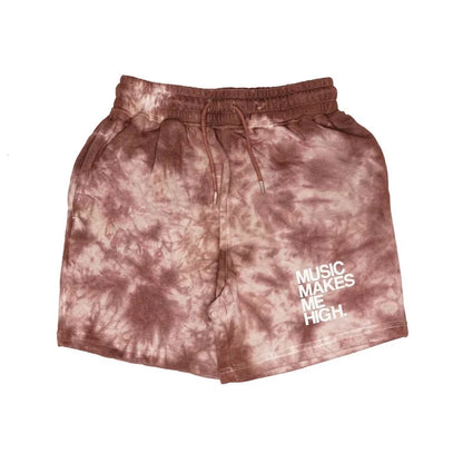 MUSIC MAKES ME HIGH *FRENCH TERRY SHORTS* BROWN TIE DYE