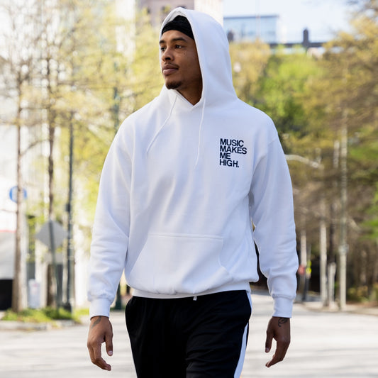 MUSIC MAKES ME HIGH *SIGNATURE HOODIE* WHITE (UNISEX)
