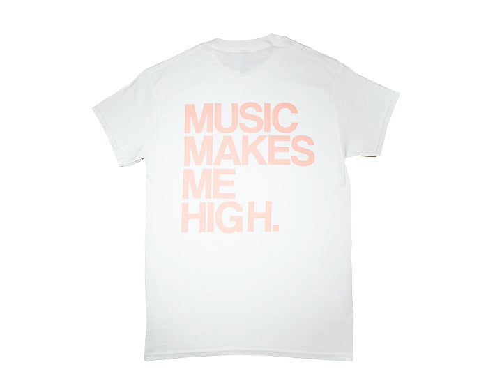 MUSIC MAKES ME HIGH *SIGNATURE T-SHIRT* WHITE/BLUSH (UNISEX)
