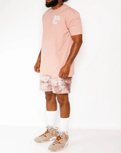 MUSIC MAKES ME HIGH *FRENCH TERRY SHORTS* BROWN TIE DYE