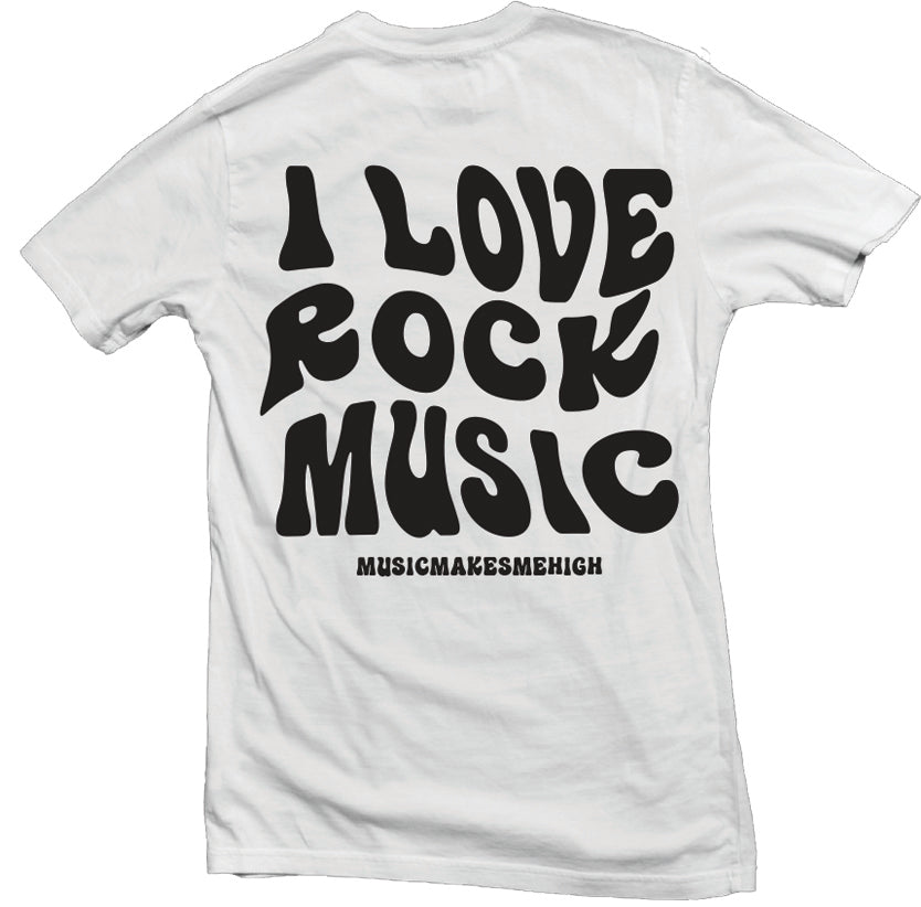 MUSIC MAKES ME HIGH *ROCK LOVE T-SHIRT* WHITE/BLACK (UNISEX)