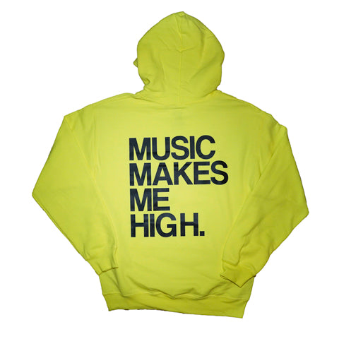 MUSIC MAKES ME HIGH *SIGNATURE HOODIE* SAFETY GREEN (UNISEX)