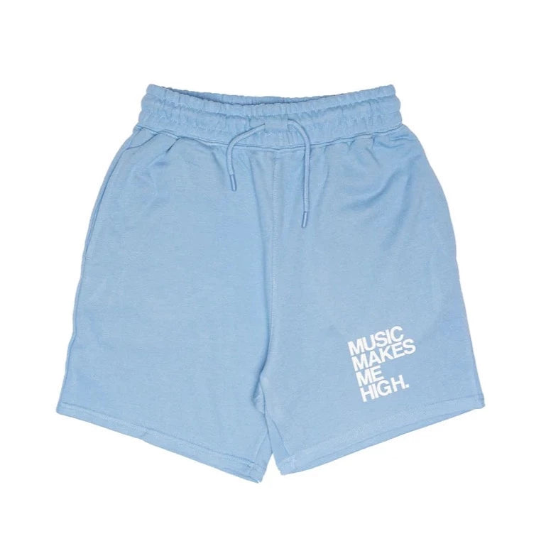 MUSIC MAKES ME HIGH *FRENCH TERRY SHORTS* SKY BLUE (UNISEX)